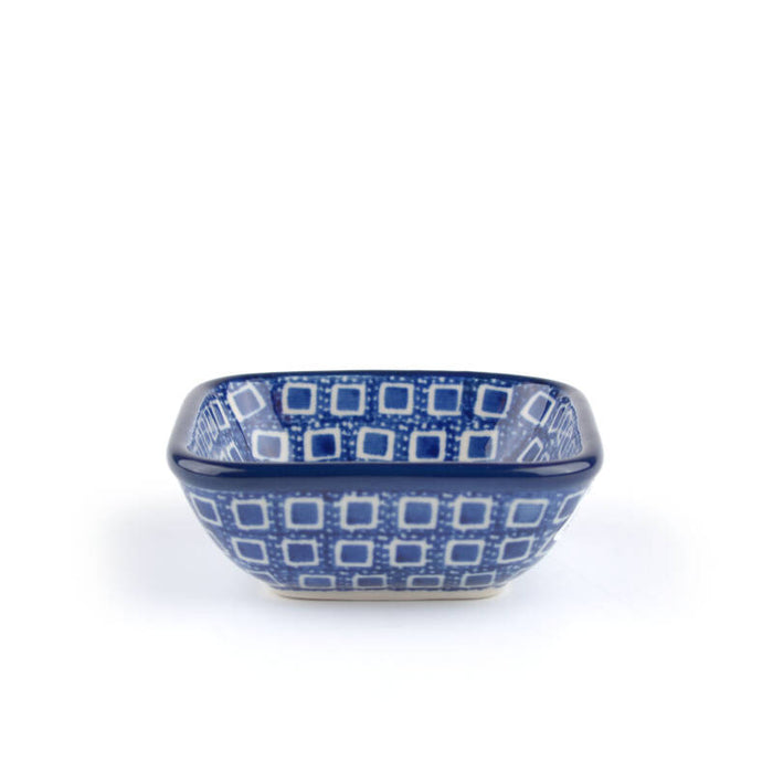 Polish Pottery Bowl Square - Blue Diamond - 70ml