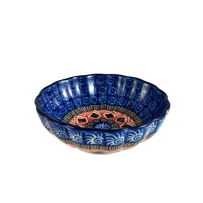 Polish Pottery Frilled Bowl - Marrakesh Aztec