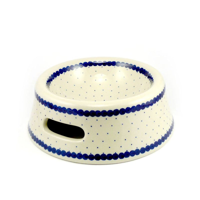 Polish Pottery - Pet Bowl Large - Blue Dots