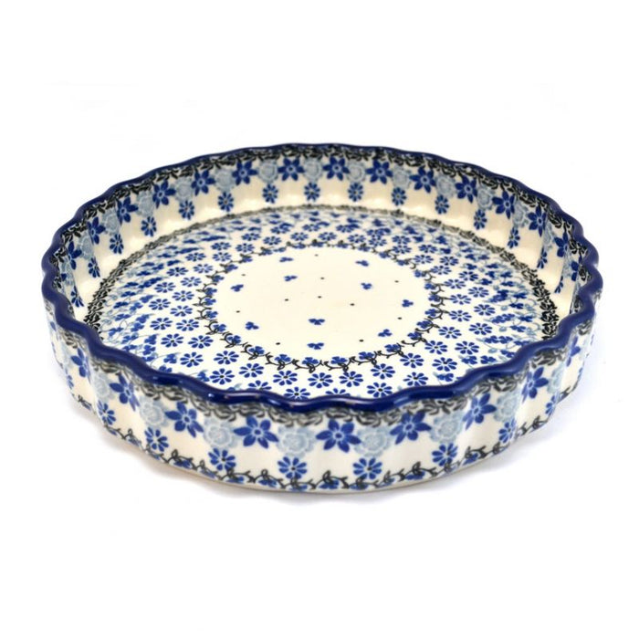 Polish Pottery - Quiche Dish 24cm - Blue Cornflower