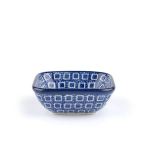 Polish Pottery Bowl Square - Blue Diamond - 70ml