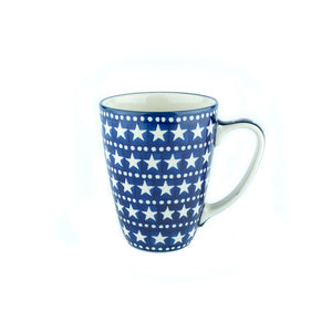 Polish Pottery Mug (Ears) 300ml - Blue Stars