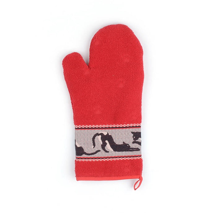 Polish Pottery Oven Glove - Cats Red