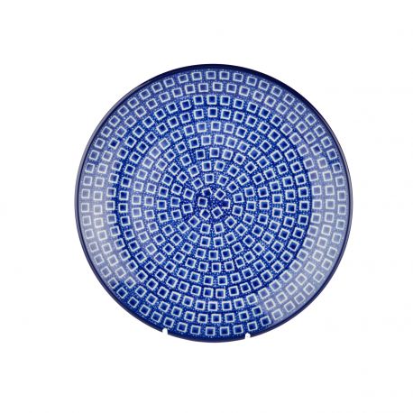 Polish Pottery Breakfast Plate - Blue Diamond