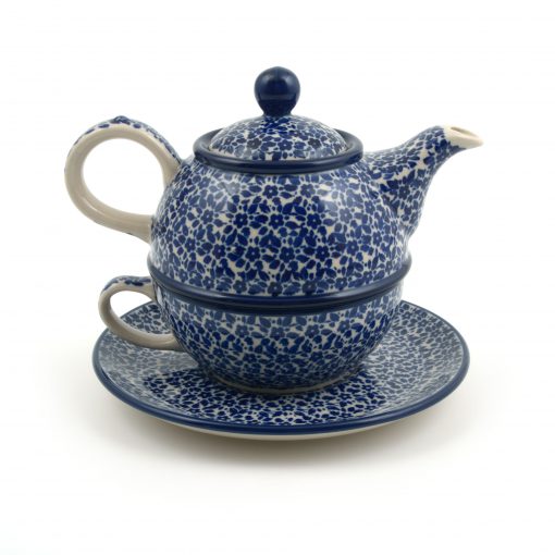 Polish Pottery Tea for One - Indigo - 600ml