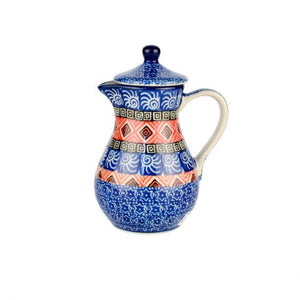 Polish Pottery Jug with lid - Red Marrakesh