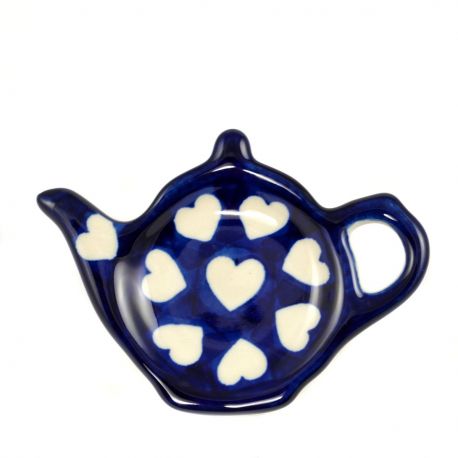 Polish Pottery Teabag Plate - Hearts